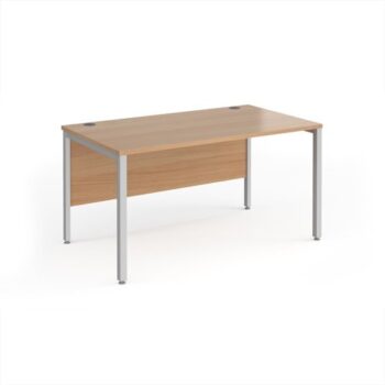 Maestro 25 straight desk 1400mm x 800mm - silver bench leg frame Beech top - MB14SB