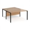 Maestro 25 back to back wave desks 1400mm deep - black bench leg frame Beech top - MB14WBKB