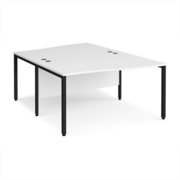 Maestro 25 back to back wave desks 1400mm deep - black bench leg frame White Top - MB14WBKWH