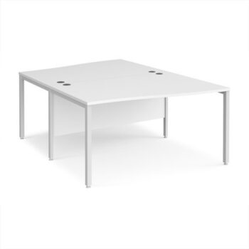 Maestro 25 back to back wave desks 1400mm deep - white bench leg frame White Top - MB14WBWHWH