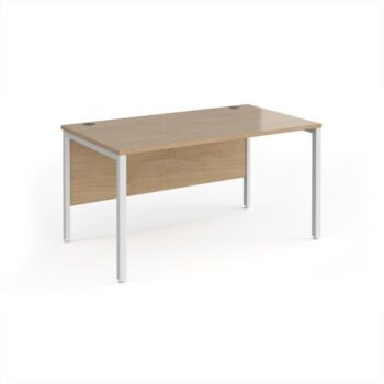 Maestro 25 straight desk 1400mm x 800mm - white bench leg frame Kendal Oak Top - MB14WHKO