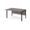 Maestro 25 left hand wave desk 1400mm wide - black bench leg frame Grey Oak Top - MB14WLKGO