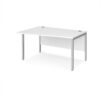 Maestro 25 left hand wave desk 1400mm wide - silver bench leg frame White Top - MB14WLSWH