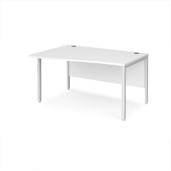 Maestro 25 left hand wave desk 1400mm wide - white bench leg frame White Top - MB14WLWHWH