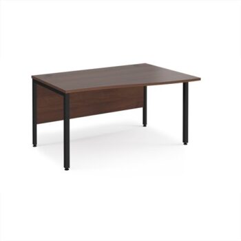Maestro 25 right hand wave desk 1400mm wide - black bench leg frame Walnut top - MB14WRKW