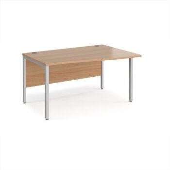 Maestro 25 right hand wave desk 1400mm wide - silver bench leg frame Beech top - MB14WRSB