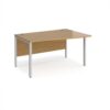 Maestro 25 right hand wave desk 1400mm wide - silver bench leg frame Oak Top - MB14WRSO