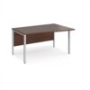Maestro 25 right hand wave desk 1400mm wide - silver bench leg frame Walnut top - MB14WRSW