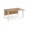 Maestro 25 right hand wave desk 1400mm wide - white bench leg frame Oak Top - MB14WRWHO