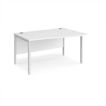 Maestro 25 right hand wave desk 1400mm wide - white bench leg frame White Top - MB14WRWHWH