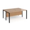 Maestro 25 back to back straight desks 1600mm x 1200mm - black bench leg frame Beech top - MB1612BKB