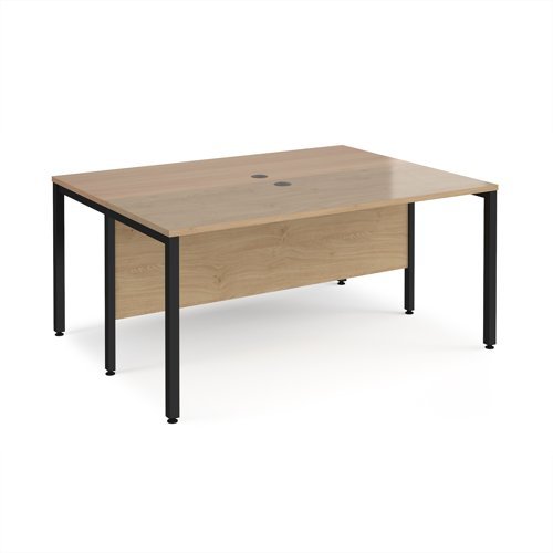 Maestro 25 back to back straight desks 1600mm x 1200mm - black bench leg frame Kendal Oak Top - MB1612BKKO