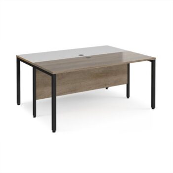 Maestro 25 back to back straight desks 1600mm x 1200mm - black bench leg frame Nebraska Oak Top - MB1612BKNO