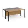 Maestro 25 back to back straight desks 1600mm x 1200mm - black bench leg frame Oak Top - MB1612BKO