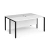 Maestro 25 back to back straight desks 1600mm x 1200mm - black bench leg frame White Top - MB1612BKWH