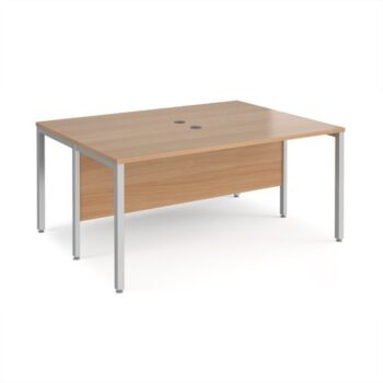 Maestro 25 back to back straight desks 1600mm x 1200mm - silver bench leg frame Beech top - MB1612BSB