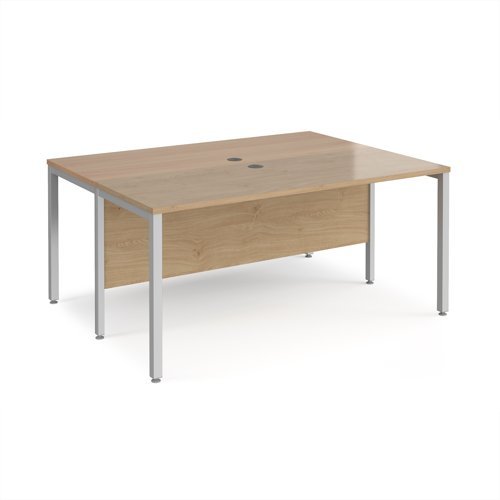 Maestro 25 back to back straight desks 1600mm x 1200mm - silver bench leg frame Kendal Oak Top - MB1612BSKO