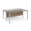 Maestro 25 back to back straight desks 1600mm x 1200mm - silver bench leg frame Nebraska Oak Top - MB1612BSNO