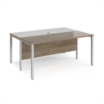 Maestro 25 back to back straight desks 1600mm x 1200mm - silver bench leg frame Nebraska Oak Top - MB1612BSNO
