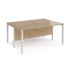 Maestro 25 back to back straight desks 1600mm x 1200mm - white bench leg frame Kendal Oak Top - MB1612BWHKO