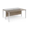 Maestro 25 back to back straight desks 1600mm x 1200mm - white bench leg frame Nebraska Oak Top - MB1612BWHNO
