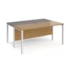 Maestro 25 back to back straight desks 1600mm x 1200mm - white bench leg frame Oak Top - MB1612BWHO