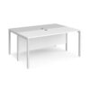 Maestro 25 back to back straight desks 1600mm x 1200mm - white bench leg frame White Top - MB1612BWHWH