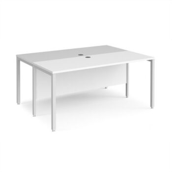 Maestro 25 back to back straight desks 1600mm x 1200mm - white bench leg frame White Top - MB1612BWHWH