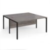 Maestro 25 back to back straight desks 1600mm x 1600mm - black bench leg frame Grey Oak Top - MB1616BKGO