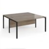 Maestro 25 back to back straight desks 1600mm x 1600mm - black bench leg frame Nebraska Oak Top - MB1616BKNO