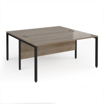 Maestro 25 back to back straight desks 1600mm x 1600mm - black bench leg frame Nebraska Oak Top - MB1616BKNO
