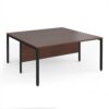 Maestro 25 back to back straight desks 1600mm x 1600mm - black bench leg frame Walnut top - MB1616BKW