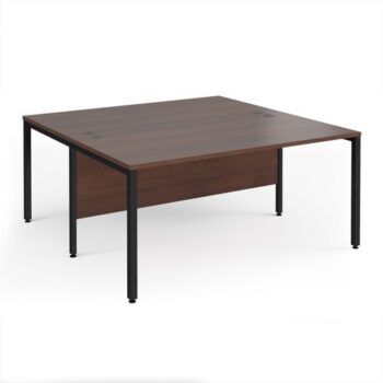 Maestro 25 back to back straight desks 1600mm x 1600mm - black bench leg frame Walnut top - MB1616BKW
