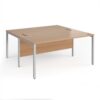 Maestro 25 back to back straight desks 1600mm x 1600mm - silver bench leg frame Beech top - MB1616BSB