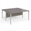 Maestro 25 back to back straight desks 1600mm x 1600mm - silver bench leg frame Grey Oak Top - MB1616BSGO