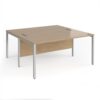 Maestro 25 back to back straight desks 1600mm x 1600mm - silver bench leg frame Kendal Oak Top - MB1616BSKO