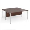 Maestro 25 back to back straight desks 1600mm x 1600mm - silver bench leg frame Walnut top - MB1616BSW