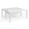 Maestro 25 back to back straight desks 1600mm x 1600mm - white bench leg frame White Top - MB1616BWHWH
