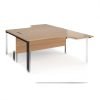 Maestro 25 back to back ergonomic desks 1600mm deep - black bench leg frame Beech top - MB16EBKB