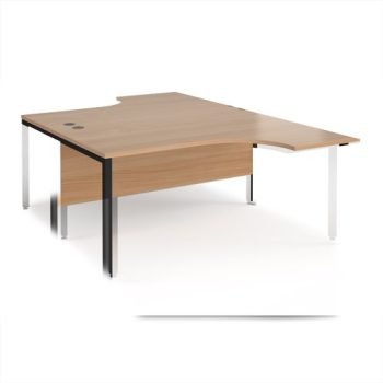 Maestro 25 back to back ergonomic desks 1600mm deep - black bench leg frame Beech top - MB16EBKB