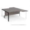 Maestro 25 back to back ergonomic desks 1600mm deep - black bench leg frame Grey Oak Top - MB16EBKGO