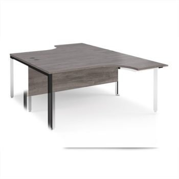 Maestro 25 back to back ergonomic desks 1600mm deep - black bench leg frame Grey Oak Top - MB16EBKGO
