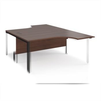Maestro 25 back to back ergonomic desks 1600mm deep - black bench leg frame Walnut top - MB16EBKW