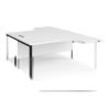 Maestro 25 back to back ergonomic desks 1600mm deep - black bench leg frame White Top - MB16EBKWH