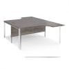 Maestro 25 back to back ergonomic desks 1600mm deep - silver bench leg frame Grey Oak Top - MB16EBSGO