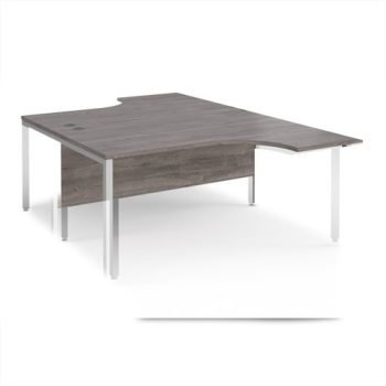 Maestro 25 back to back ergonomic desks 1600mm deep - silver bench leg frame Grey Oak Top - MB16EBSGO