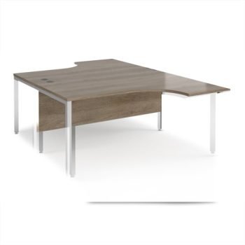 Maestro 25 back to back ergonomic desks 1600mm deep - silver bench leg frame Nebraska Oak Top - MB16EBSNO
