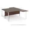 Maestro 25 back to back ergonomic desks 1600mm deep - silver bench leg frame Walnut top - MB16EBSW
