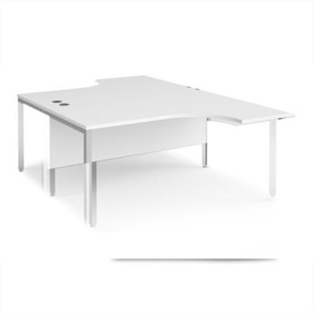 Maestro 25 back to back ergonomic desks 1600mm deep - silver bench leg frame White Top - MB16EBSWH