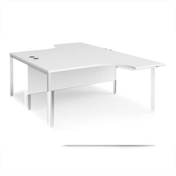 Maestro 25 back to back ergonomic desks 1600mm deep - white bench leg frame White Top - MB16EBWHWH
